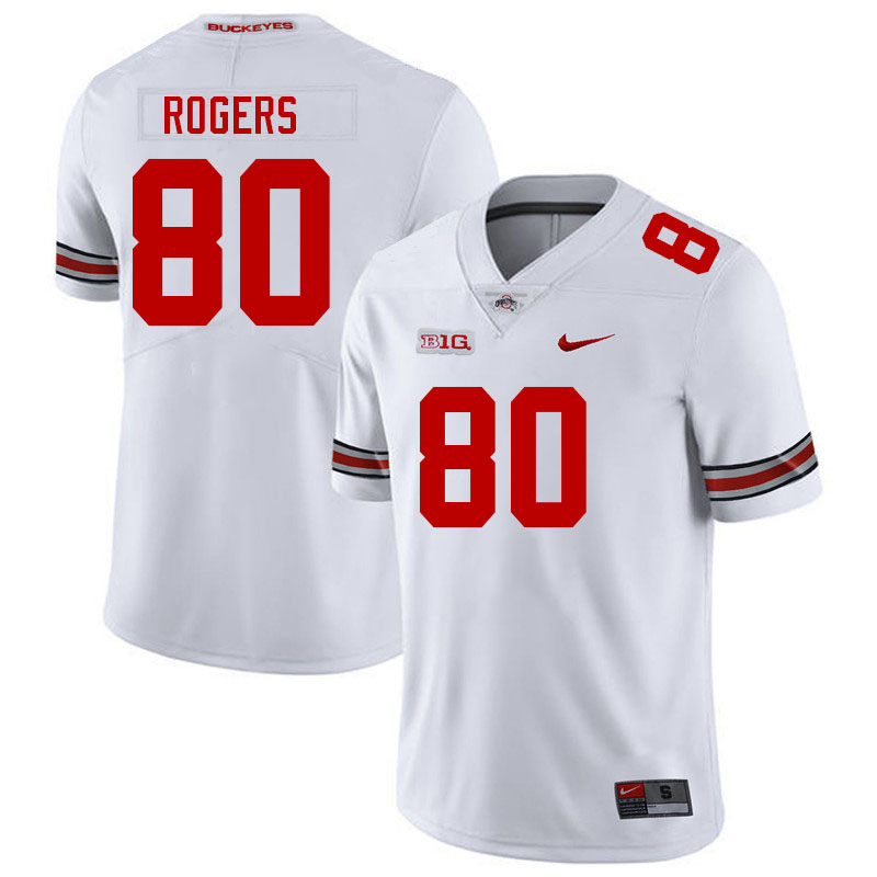 Men #80 Noah Rogers Ohio State Buckeyes College Football Jerseys Stitched-White